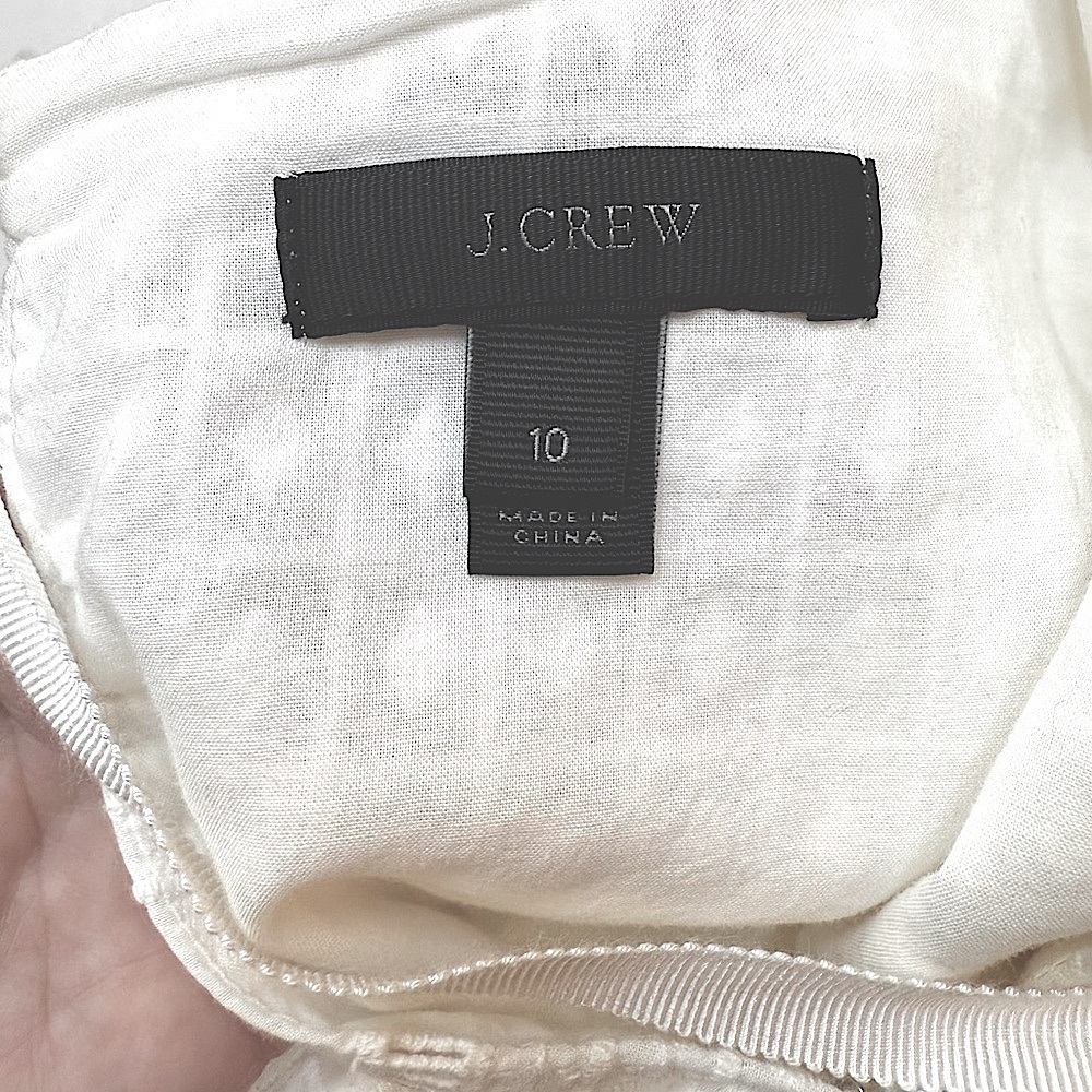 J. Crew White Eyelet Embroidered 100% Cotton Flutter Sleeve Shift Mini Size 10 - Picture 9 of 10